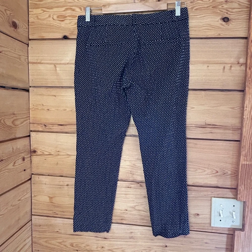 Banana Republic Sloan Petite 6 Ankle Pants Black White Stretch Capris Coastal - Picture 7 of 10